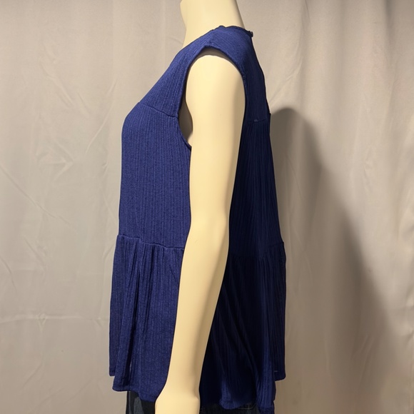 Royal Blue Tiered Peplum Sleeveless Dressy Blouse Top Juicy Couture Large - Picture 3 of 8